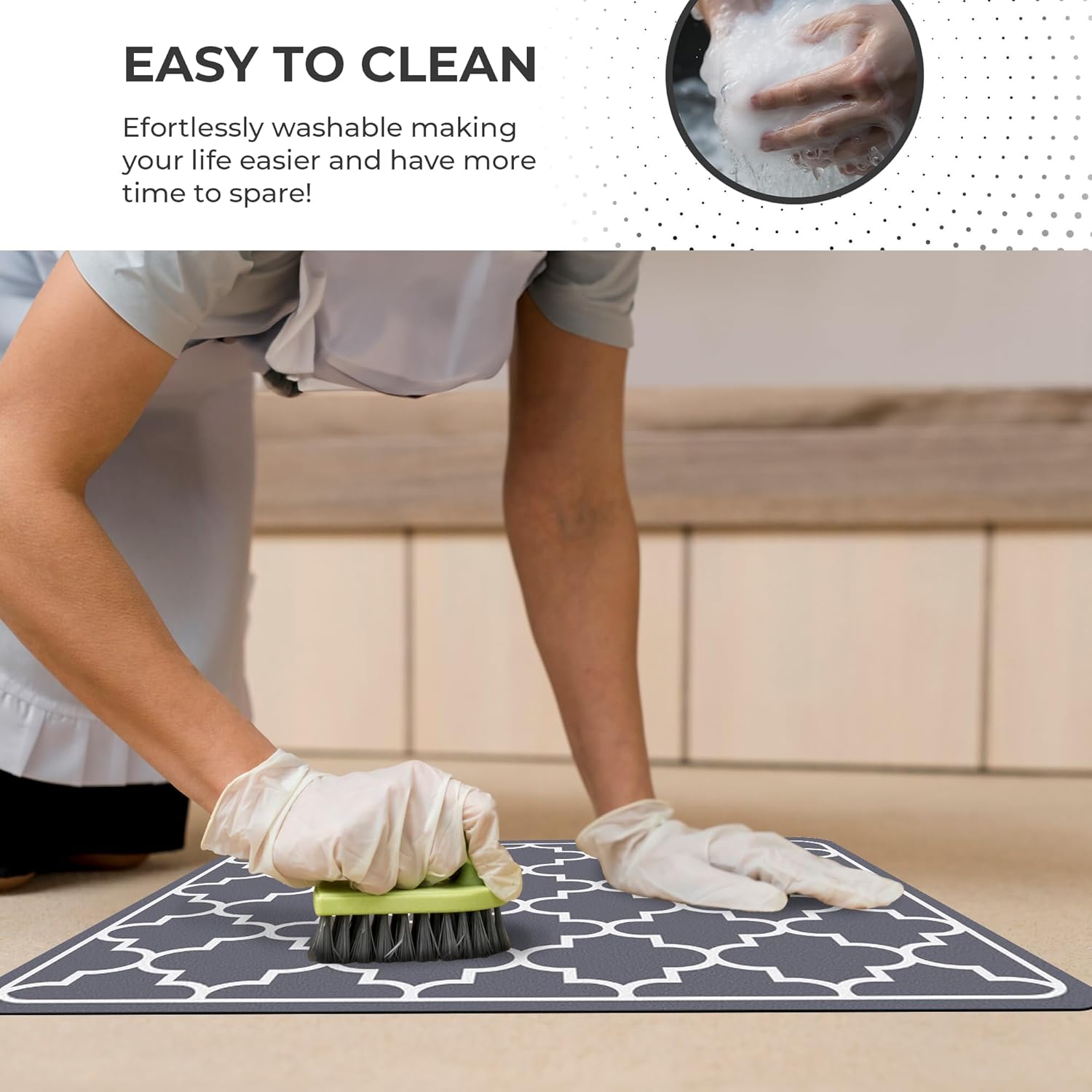Dish Drying Mat Super Absorbent – Coffee Mat for Countertops – Non-Slip Drying Mat for Kitchen Counter – Easy to Clean Water Absorbent Mat – Large Dish Drying Mats - Strabella