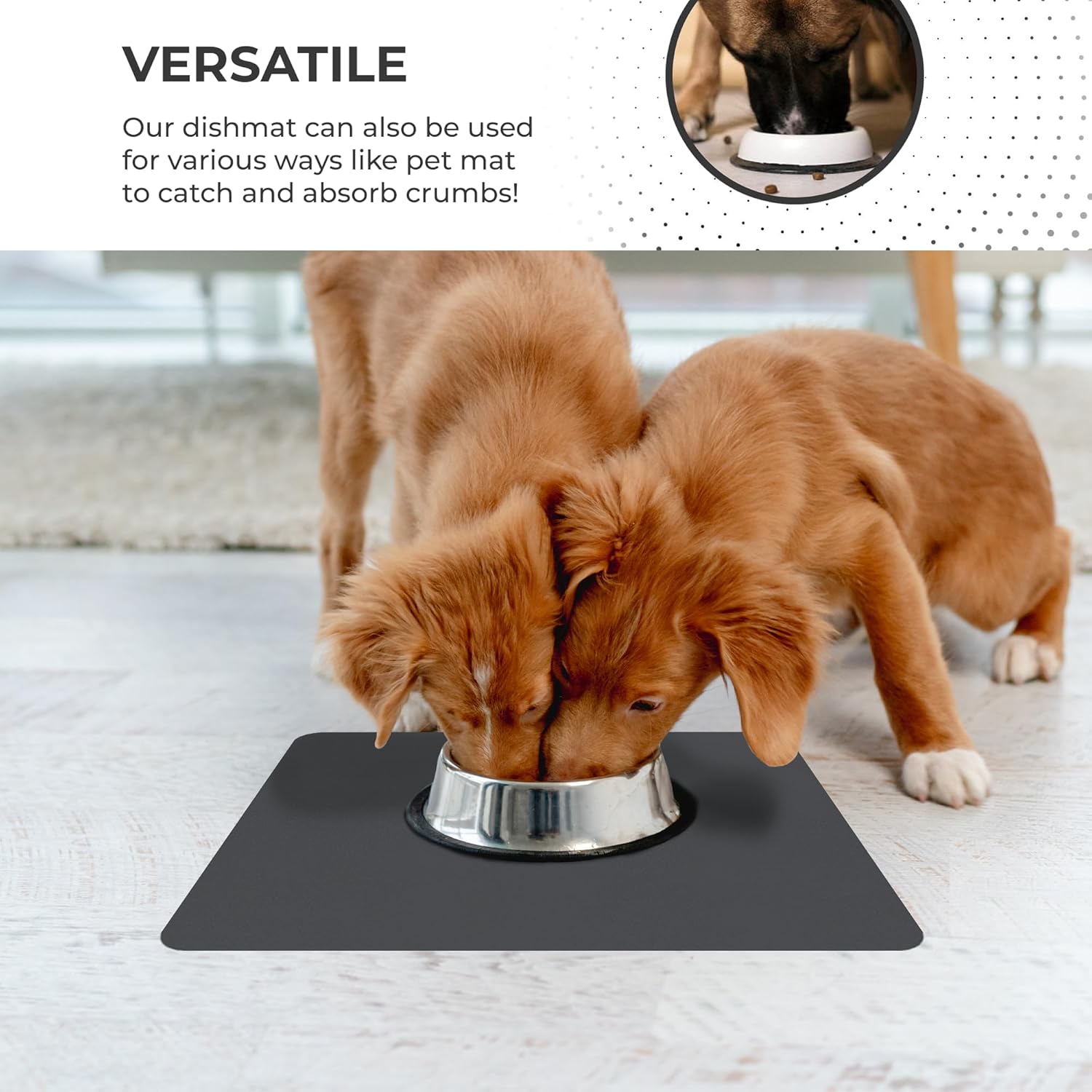Dish Drying Mat Super Absorbent – Coffee Mat for Countertops – Non-Slip Drying Mat for Kitchen Counter – Easy to Clean Water Absorbent Mat – Large Dish Drying Mats - Strabella