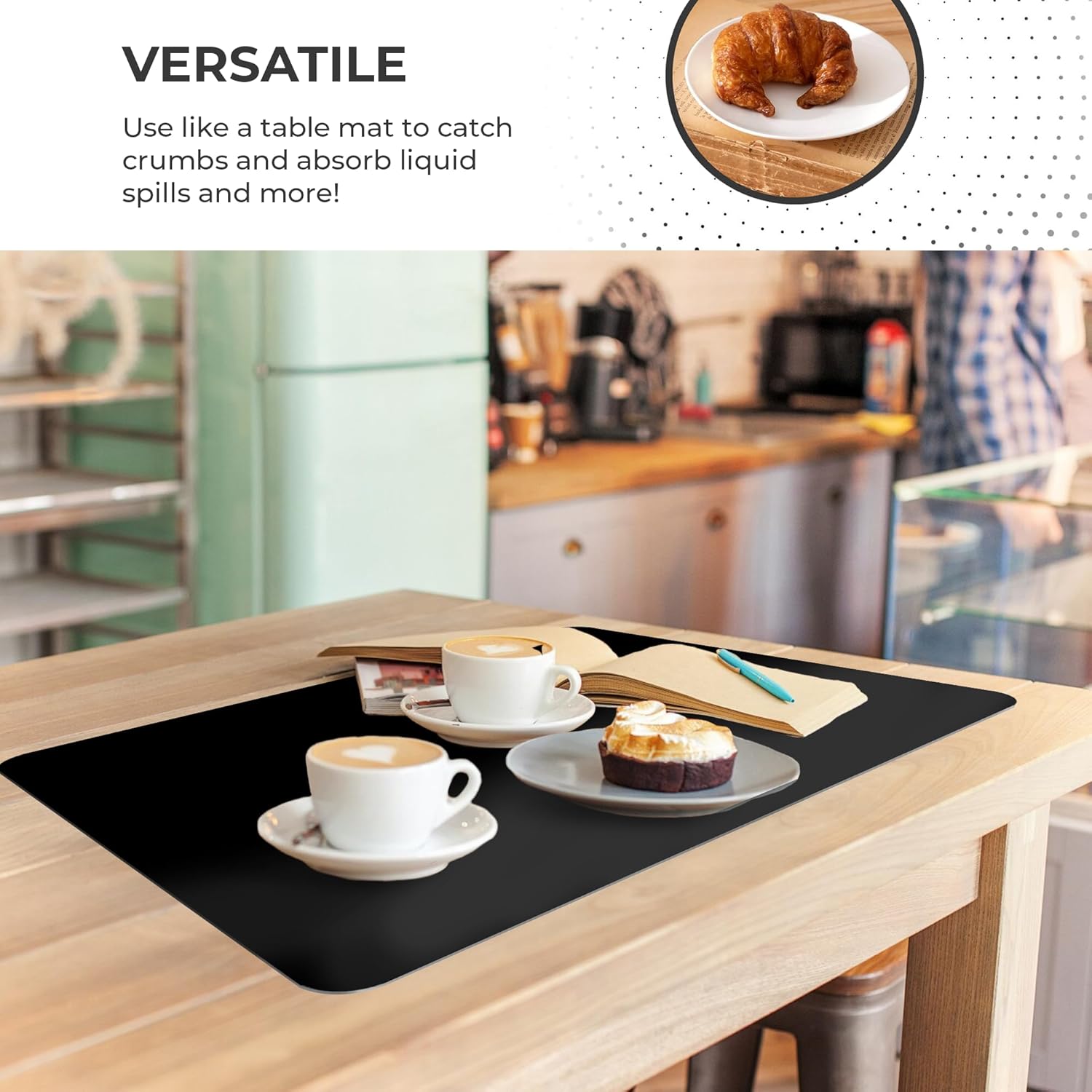 Dish Drying Mat Super Absorbent – Coffee Mat for Countertops – Non-Slip Drying Mat for Kitchen Counter – Easy to Clean Water Absorbent Mat – Large Dish Drying Mats - Strabella