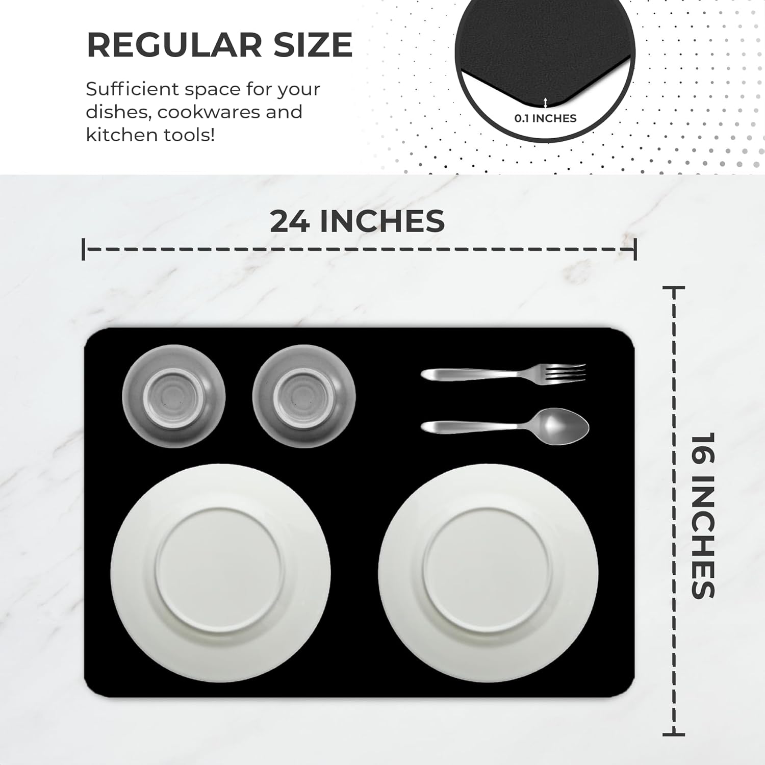 Dish Drying Mat Super Absorbent – Coffee Mat for Countertops – Non-Slip Drying Mat for Kitchen Counter – Easy to Clean Water Absorbent Mat – Large Dish Drying Mats - Strabella