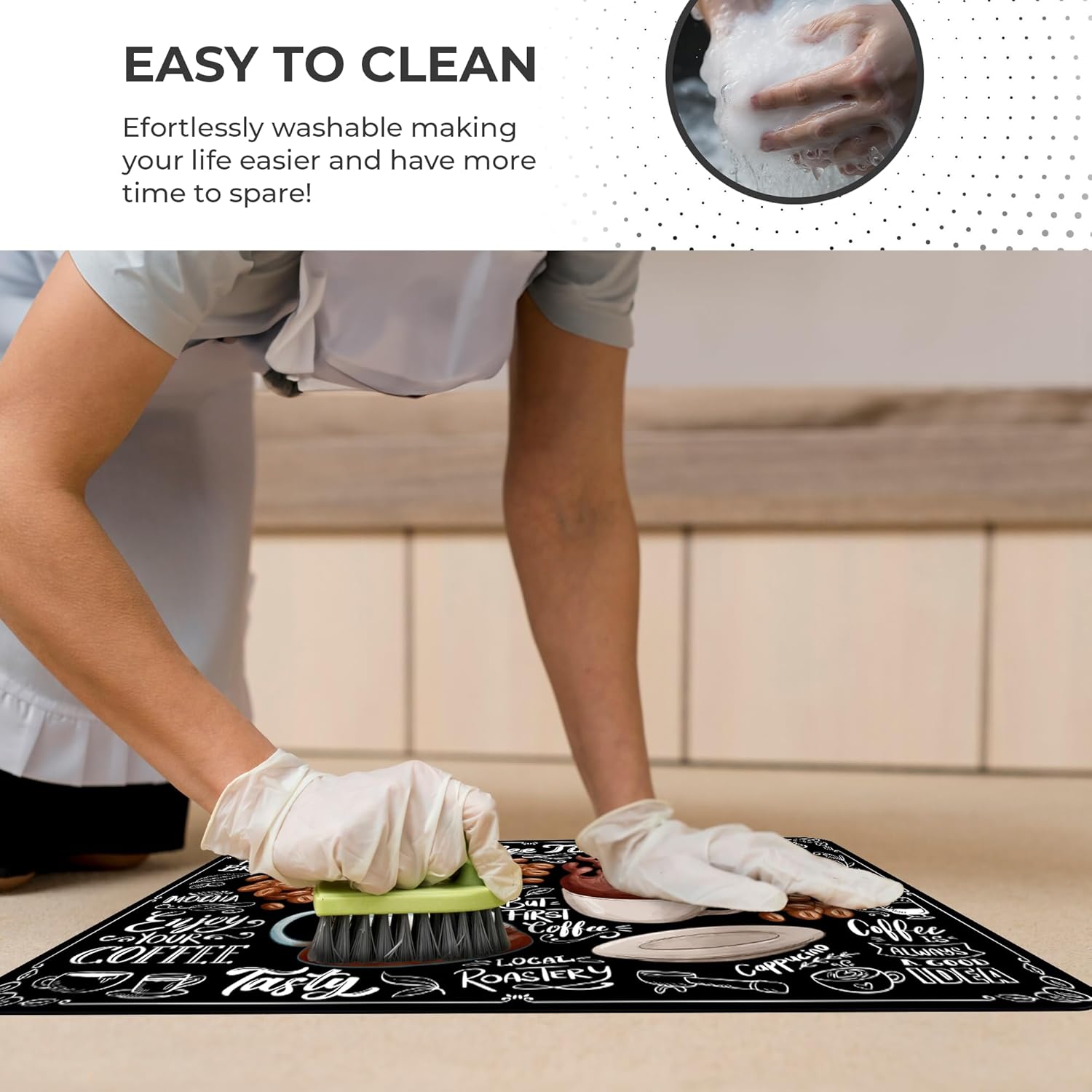Dish Drying Mat Super Absorbent – Coffee Mat for Countertops – Non-Slip Drying Mat for Kitchen Counter – Easy to Clean Water Absorbent Mat – Large Dish Drying Mats - Strabella