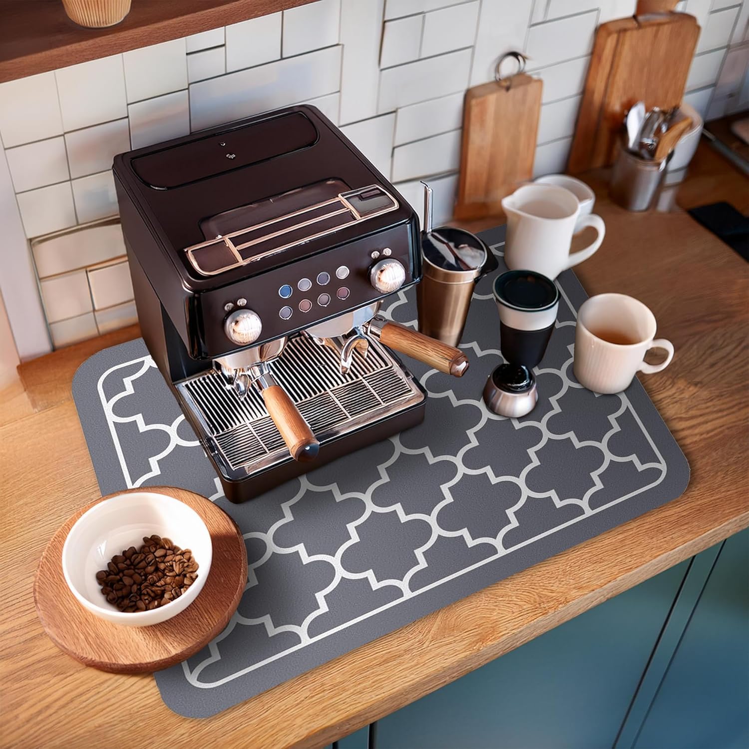 Dish Drying Mat Super Absorbent – Coffee Mat for Countertops – Non-Slip Drying Mat for Kitchen Counter – Easy to Clean Water Absorbent Mat – Large Dish Drying Mats - Strabella