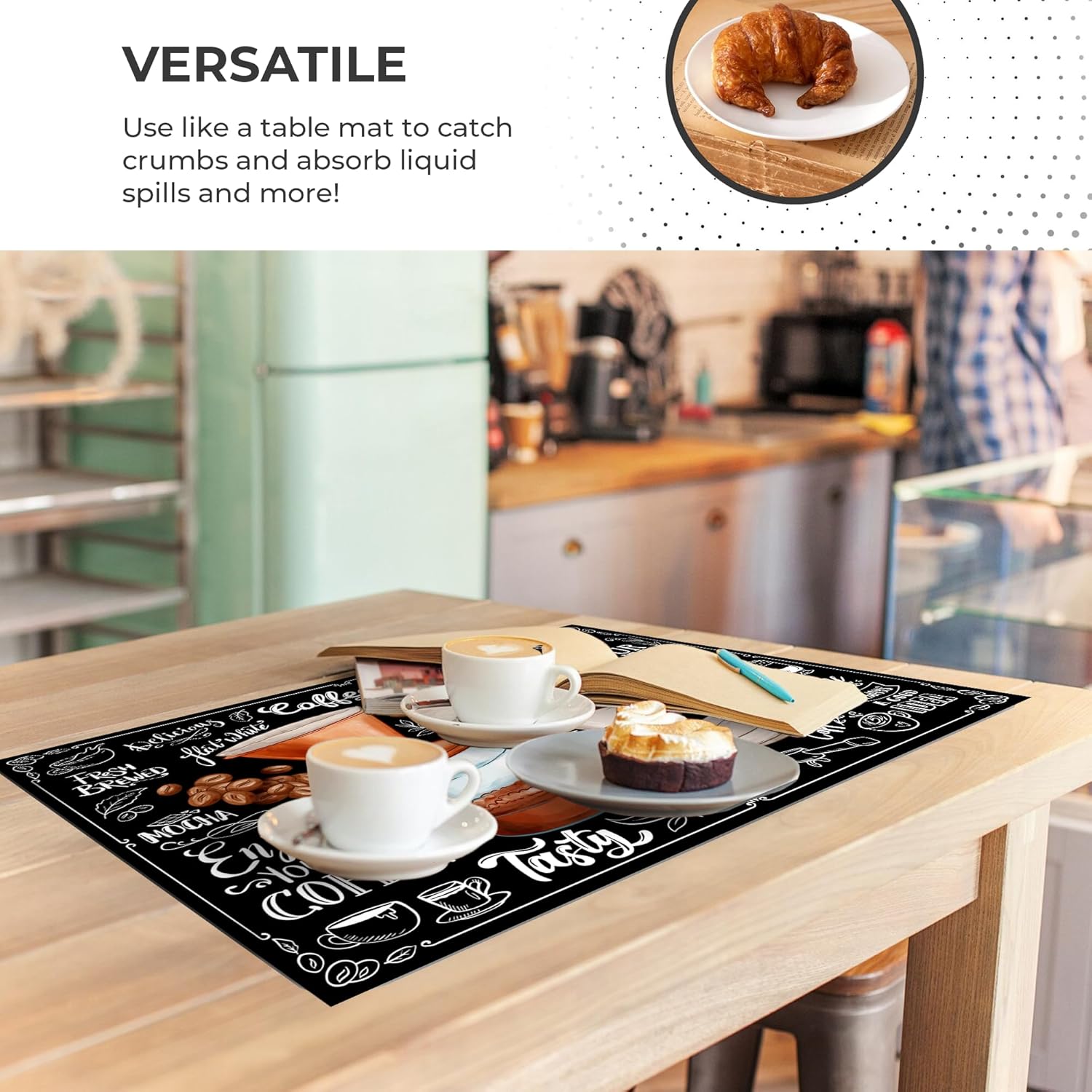 Dish Drying Mat Super Absorbent – Coffee Mat for Countertops – Non-Slip Drying Mat for Kitchen Counter – Easy to Clean Water Absorbent Mat – Large Dish Drying Mats - Strabella