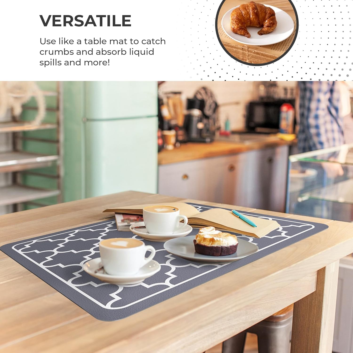 Dish Drying Mat Super Absorbent – Coffee Mat for Countertops – Non-Slip Drying Mat for Kitchen Counter – Easy to Clean Water Absorbent Mat – Large Dish Drying Mats - Strabella