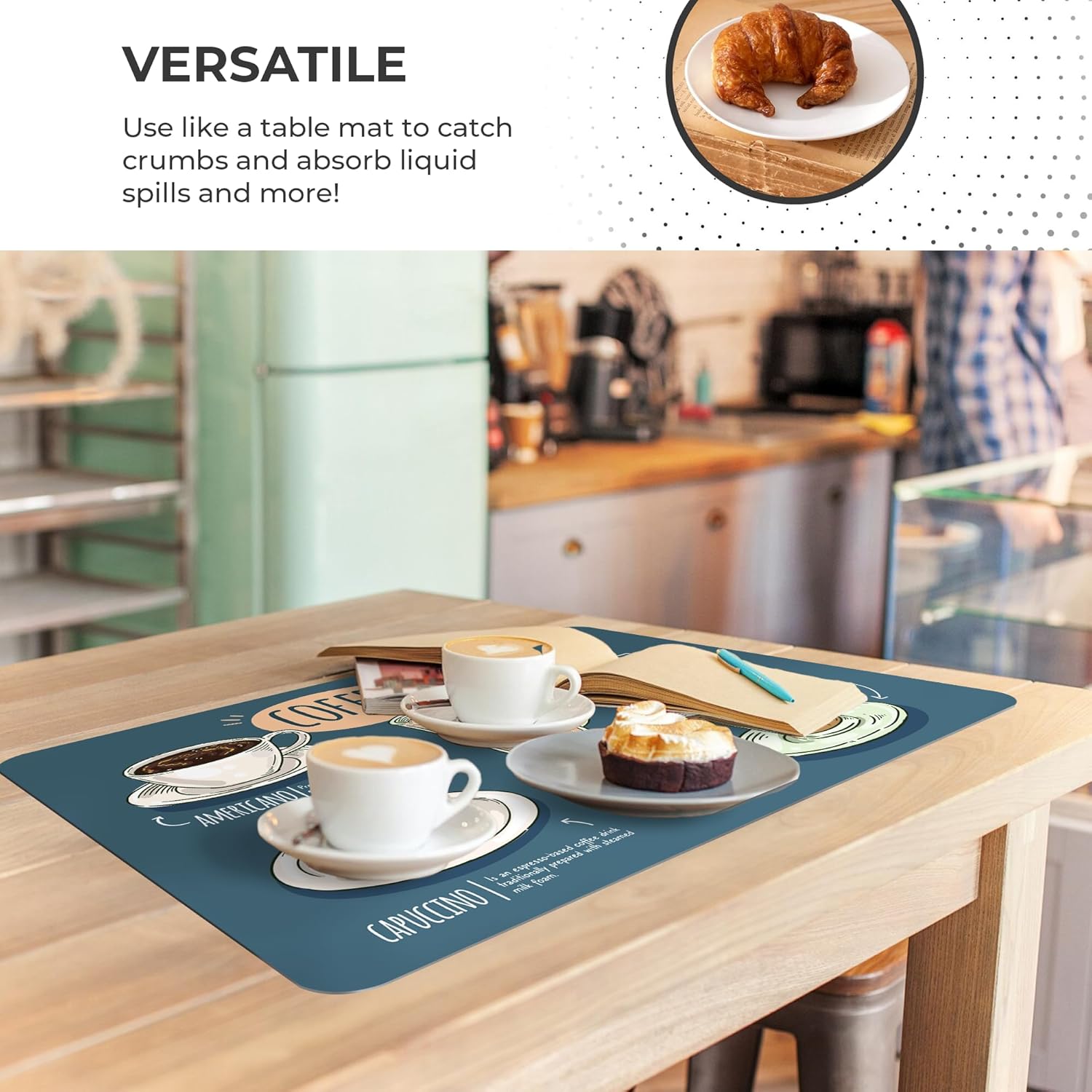 Dish Drying Mat Super Absorbent – Coffee Mat for Countertops – Non-Slip Drying Mat for Kitchen Counter – Easy to Clean Water Absorbent Mat – Large Dish Drying Mats - Strabella