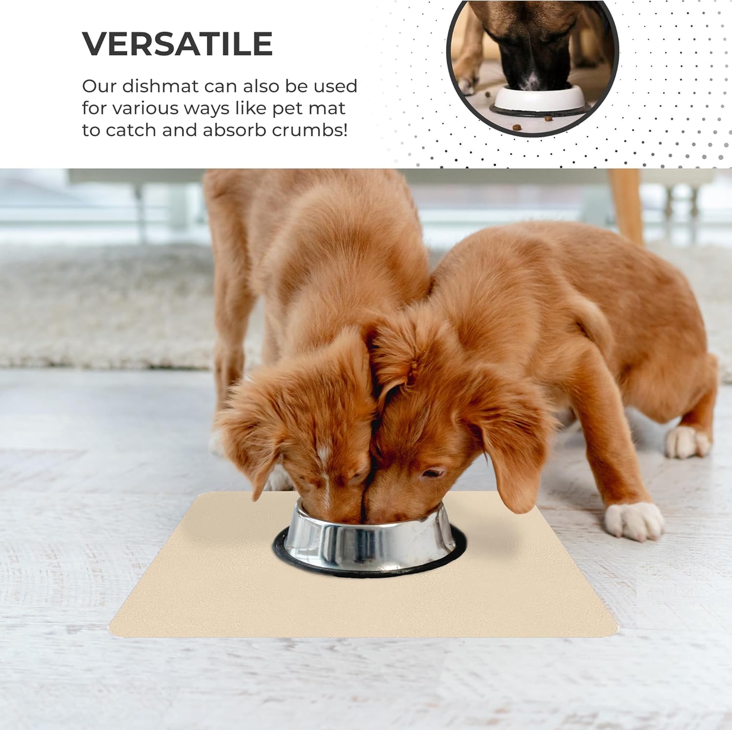 Dish Drying Mat Super Absorbent – Coffee Mat for Countertops – Non-Slip Drying Mat for Kitchen Counter – Easy to Clean Water Absorbent Mat – Large Dish Drying Mats - Strabella