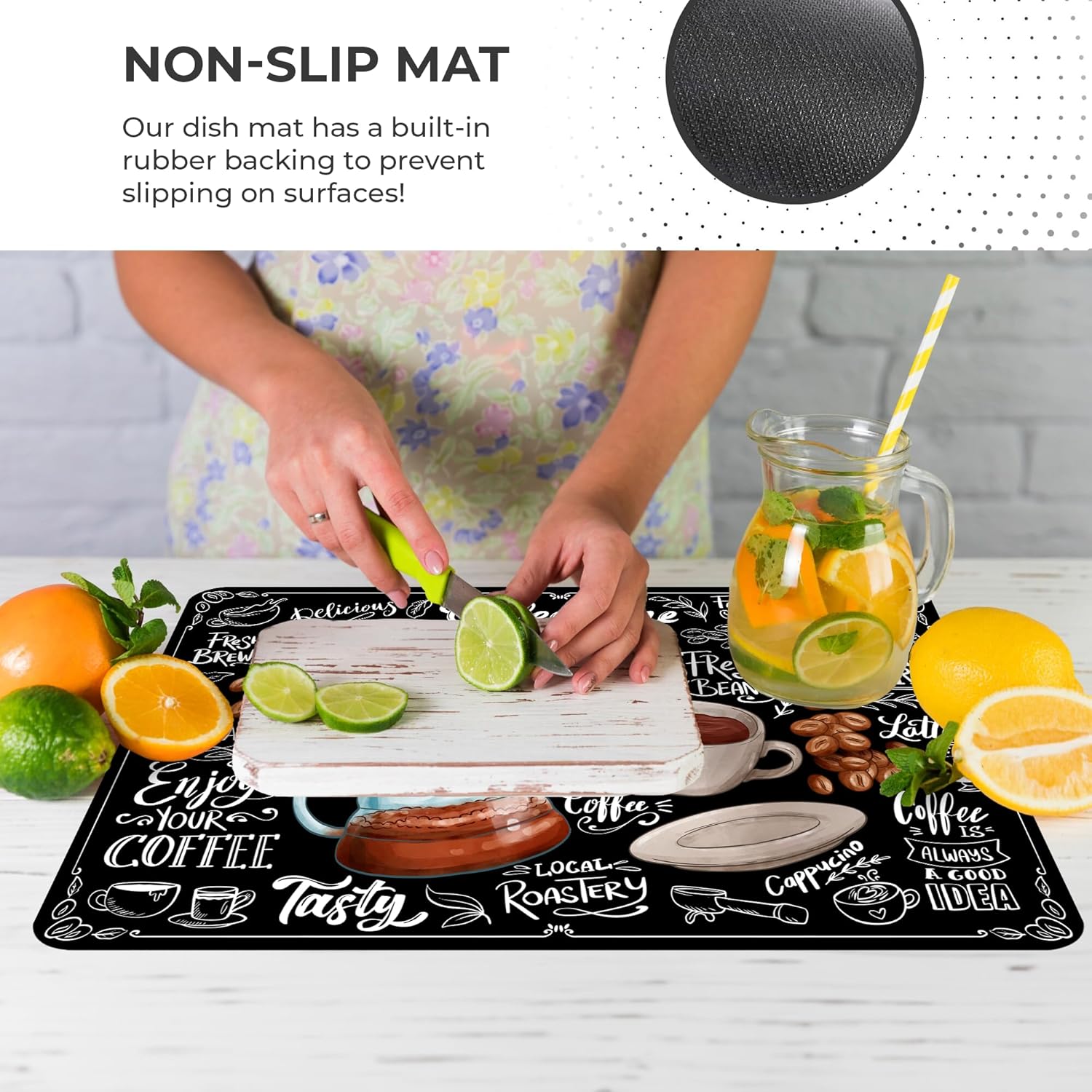 Dish Drying Mat Super Absorbent – Coffee Mat for Countertops – Non-Slip Drying Mat for Kitchen Counter – Easy to Clean Water Absorbent Mat – Large Dish Drying Mats - Strabella