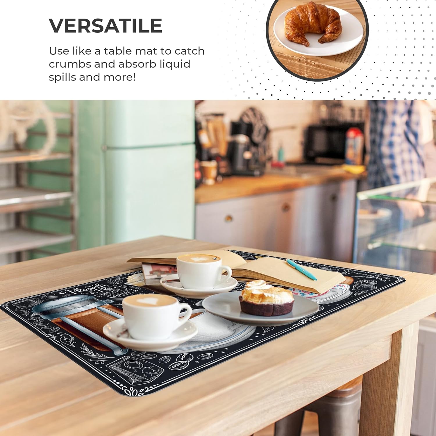 Dish Drying Mat Super Absorbent – Coffee Mat for Countertops – Non-Slip Drying Mat for Kitchen Counter – Easy to Clean Water Absorbent Mat – Large Dish Drying Mats - Strabella