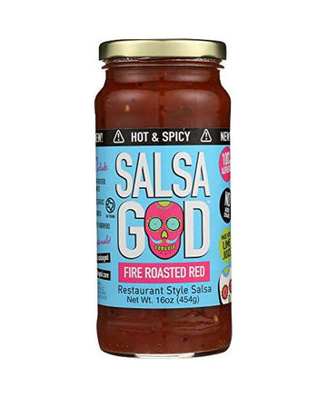 Salsa God Hot Fire Roasted Red Salsa, 16 oz - Strabella