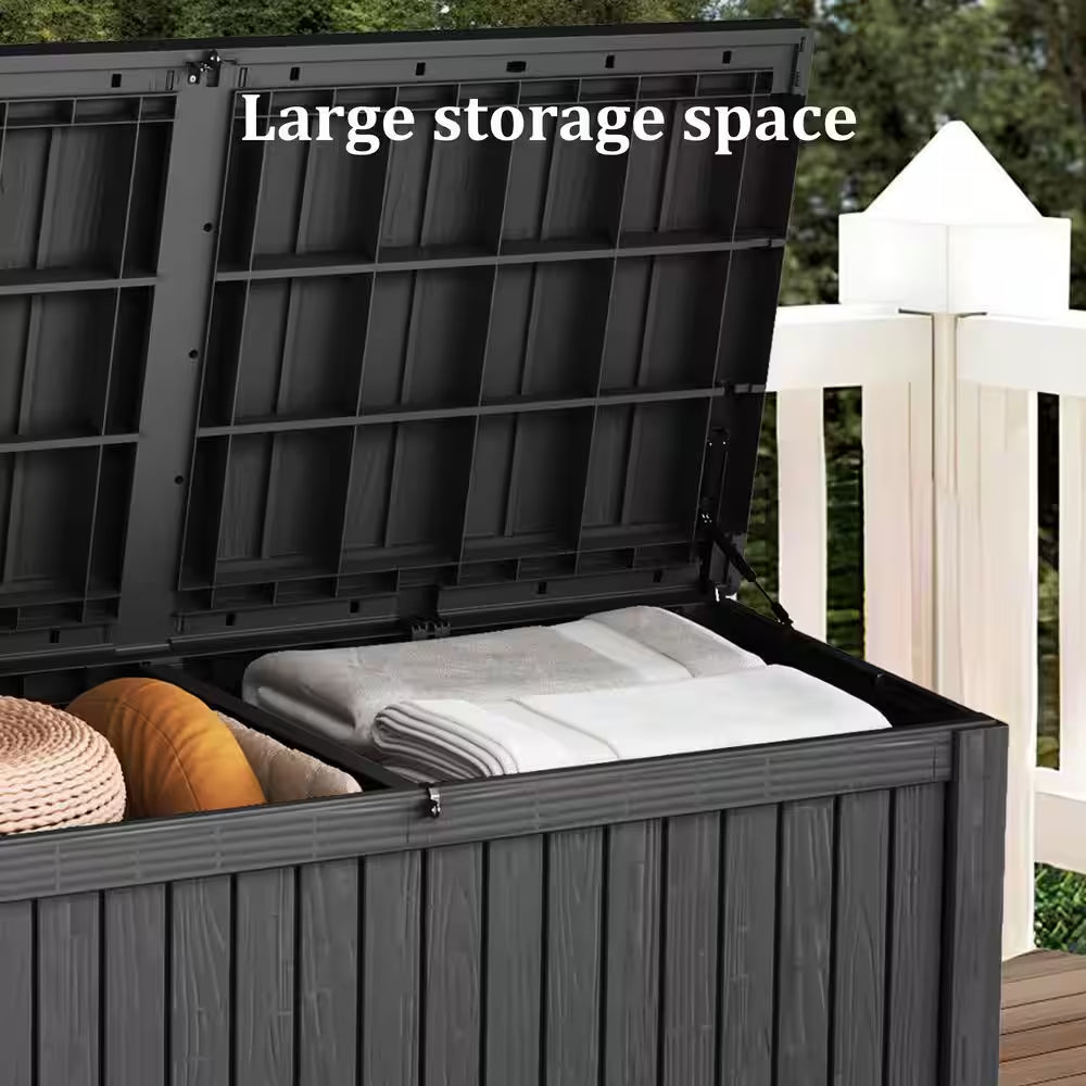 230 Gal. Black Resin Storage Deck Box for Outdoor Indoor