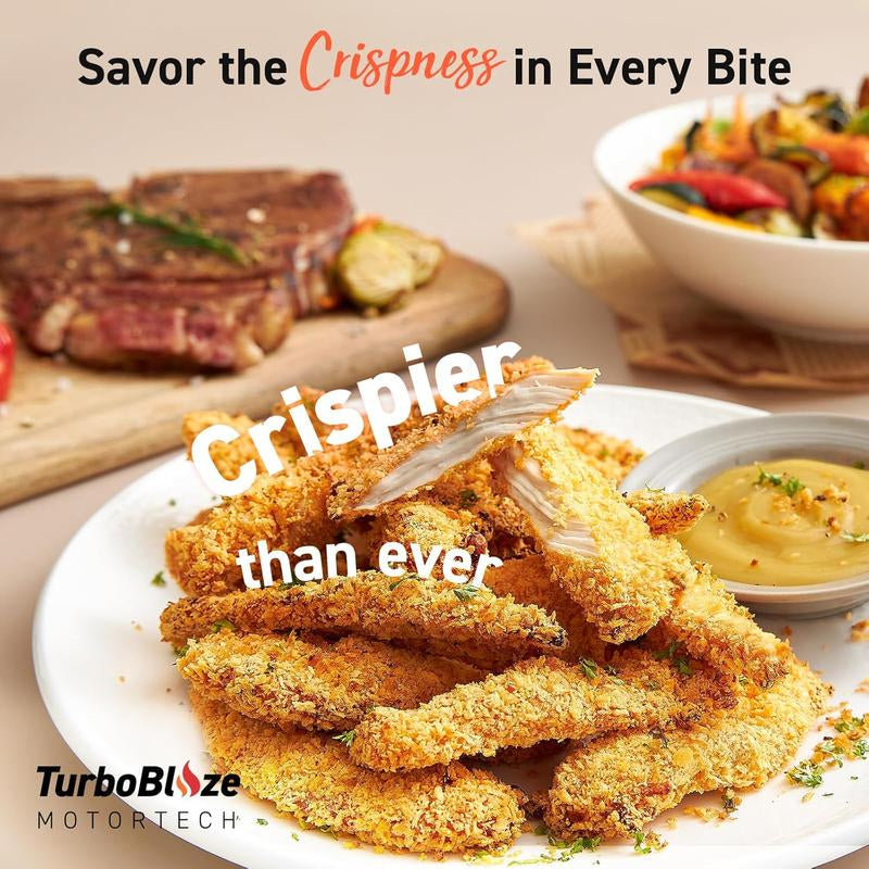 COSORI Air Fryer Turboblaze 6-Qt Compact, 9 Functions, 5 Speeds, Healthy Ceramic Coating, Nontoxic, 95% Less Oil, Fast & Crispy Cooking, Easy to Clean, Recipes