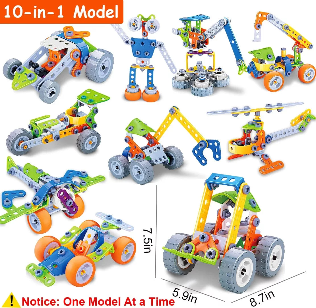 10 in 1 STEM Toys for 5 6 7 8+ Year Old Boy Birthday Gifts Building Toys for Kids Ages 4-8 Educational Stem Activities for Boys 4-6 8-10 Construction Creative Games Easter Idea Gift