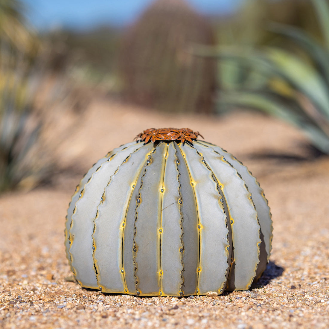 Golden Barrel Torch Sculpture by