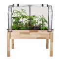 Self-Watering Elevated Cedar Planter with Greenhouse and Bug Cover