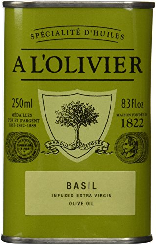 A L'Olivier Olive Oil Infused with Basil, 8.3 Ounce Tin - Strabella