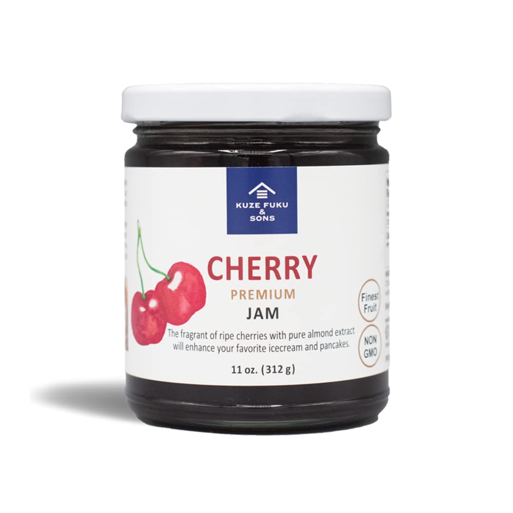 Kuze Fuku & Sons Cherry Jam - Natural Non-GMO Cherry Fruit Preserves, No Artificial Flavors (11 oz) - Strabella