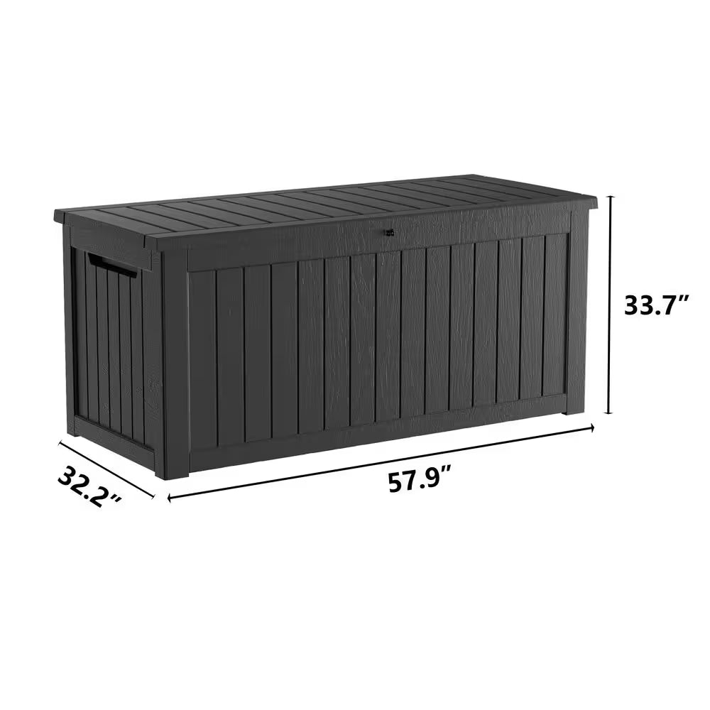 230 Gal. Black Resin Storage Deck Box for Outdoor Indoor