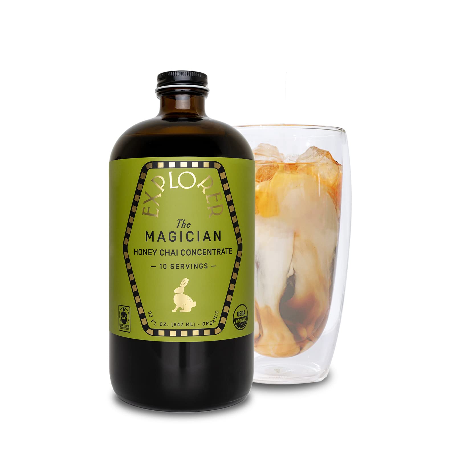 Explorer Organic Chai Tea Concentrate, Spiced Masala, Drink Iced or Hot, 32 fl oz, Makes 8 Cups - Strabella