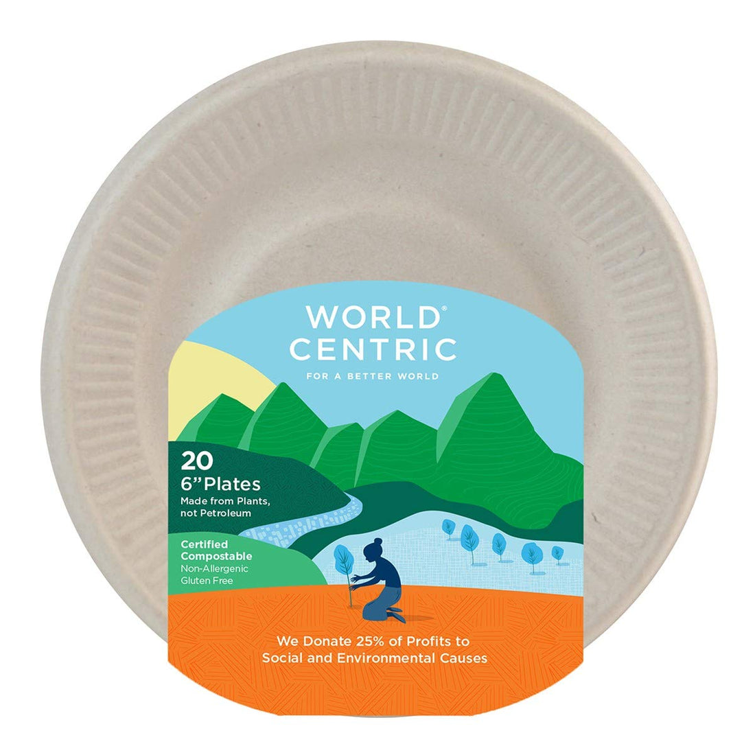 World Centric Wheat Straw/Bagasse Compostable Fiber Ripple Edge Plate, 20-Piece - Strabella