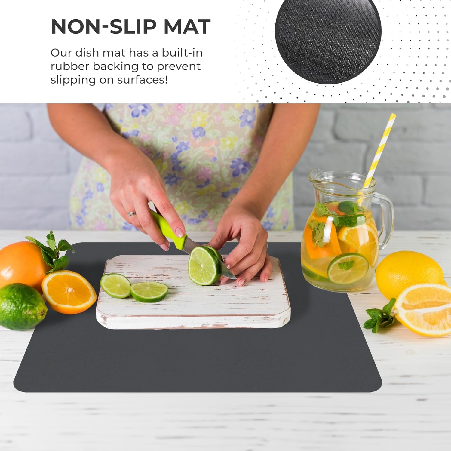 Dish Drying Mat Super Absorbent –  Coffee Mat for Countertops – Non-Slip Drying Mat for Kitchen Counter – Easy to Clean Water Absorbent Mat – Large Dish Drying Mats - Strabella