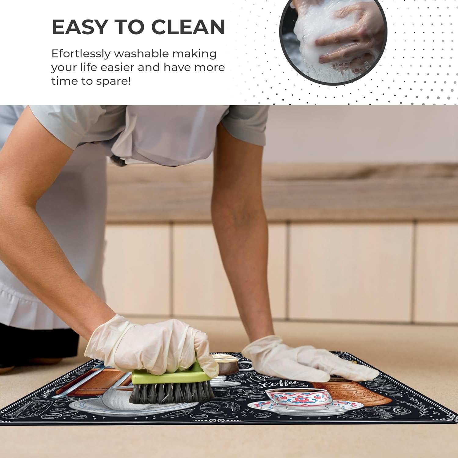 Dish Drying Mat Super Absorbent –  Coffee Mat for Countertops – Non-Slip Drying Mat for Kitchen Counter – Easy to Clean Water Absorbent Mat – Large Dish Drying Mats - Strabella
