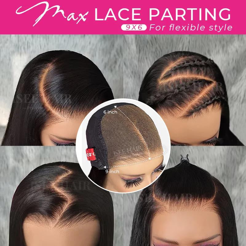 [Free Upgraded] ISEE Wear Go M-Cap Straight Glueless Wigs Human Hair 9*6 HD Lace Front Wigs Pre Plucked Tiny Knots Yaki Straight Glueless Human Wigs Beginners Friendly Adjustable Red Elastic Band Outdoorfun #Tiktokshopbacktoschool