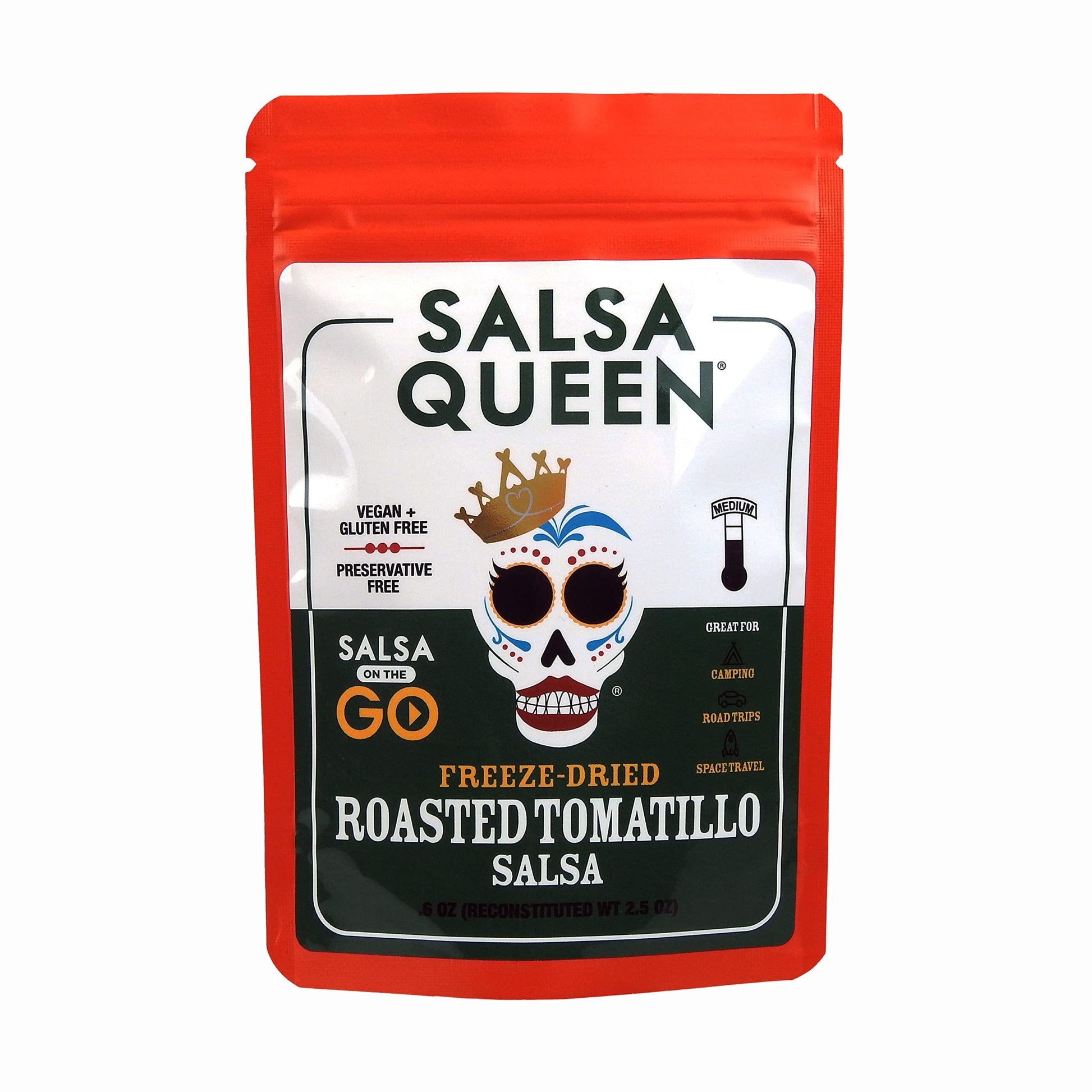 Salsa Queen Gourmet Freeze-Dried Salsa | Fresh Ingredients | 3+ year life | No Refrigeration Needed | Vegan, Keto, and Gluten Free | Camping, Travel, Outdoors, Space Travel - Strabella