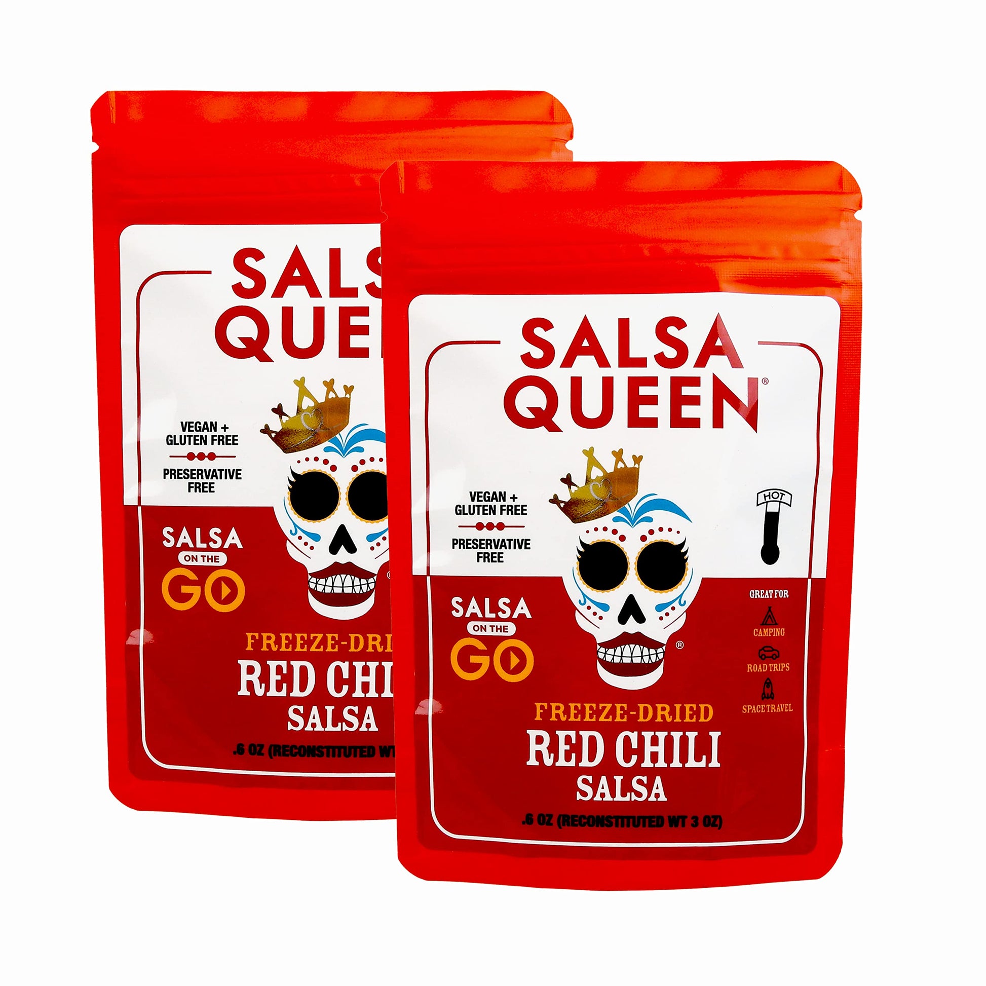 Salsa Queen Gourmet Freeze-Dried Salsa | Fresh Ingredients | 3+ year life | No Refrigeration Needed | Vegan, Keto, and Gluten Free | Camping, Travel, Outdoors, Space Travel - Strabella