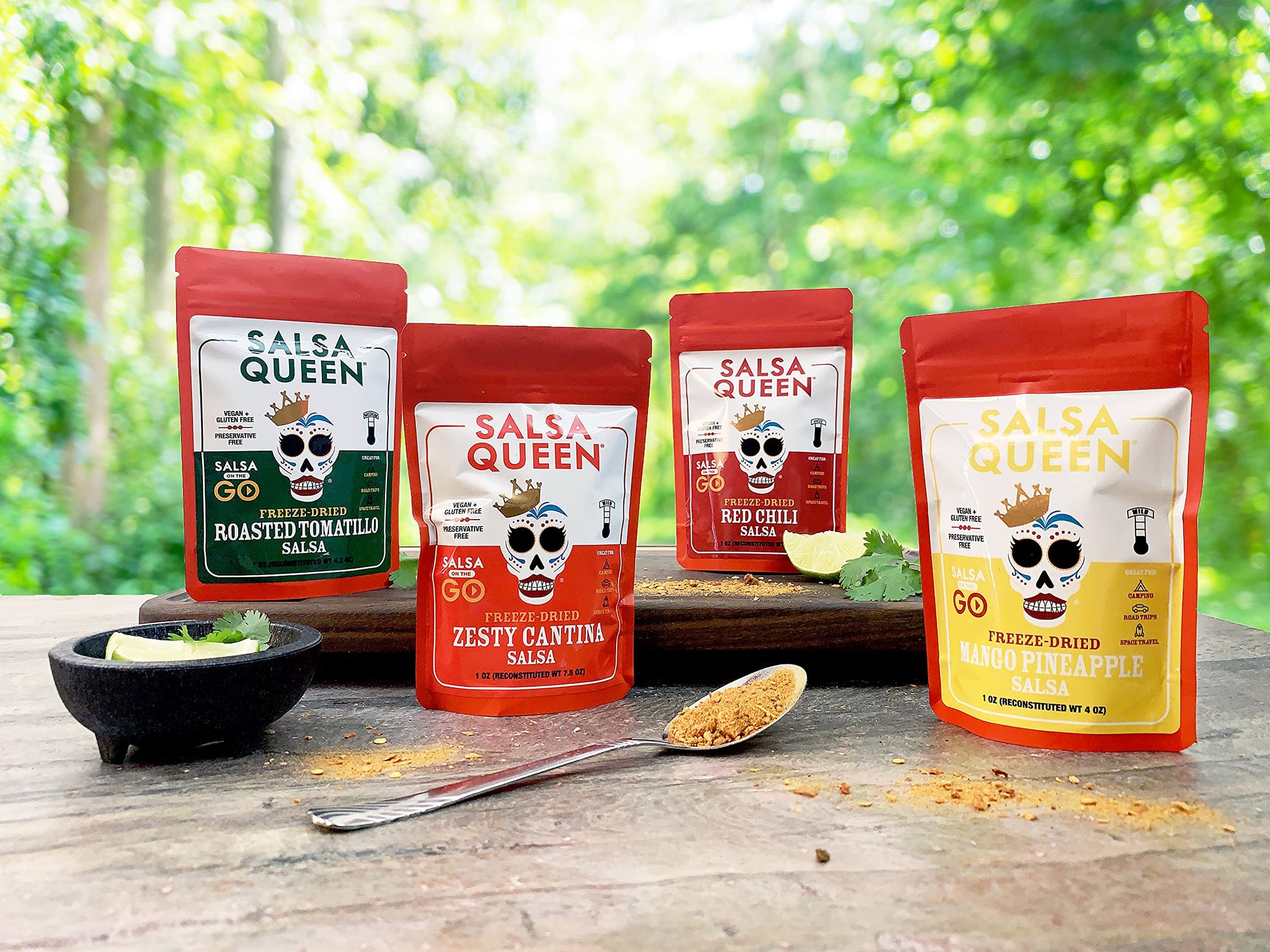 Salsa Queen Gourmet Freeze-Dried Salsa | Fresh Ingredients | 3+ year life | No Refrigeration Needed | Vegan, Keto, and Gluten Free | Camping, Travel, Outdoors, Space Travel - Strabella