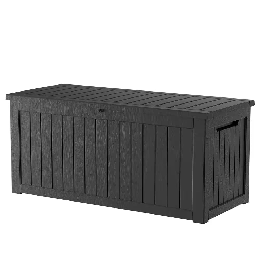 230 Gal. Black Resin Storage Deck Box for Outdoor Indoor