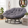 Double Papasan Accent Chair, Grey Linen