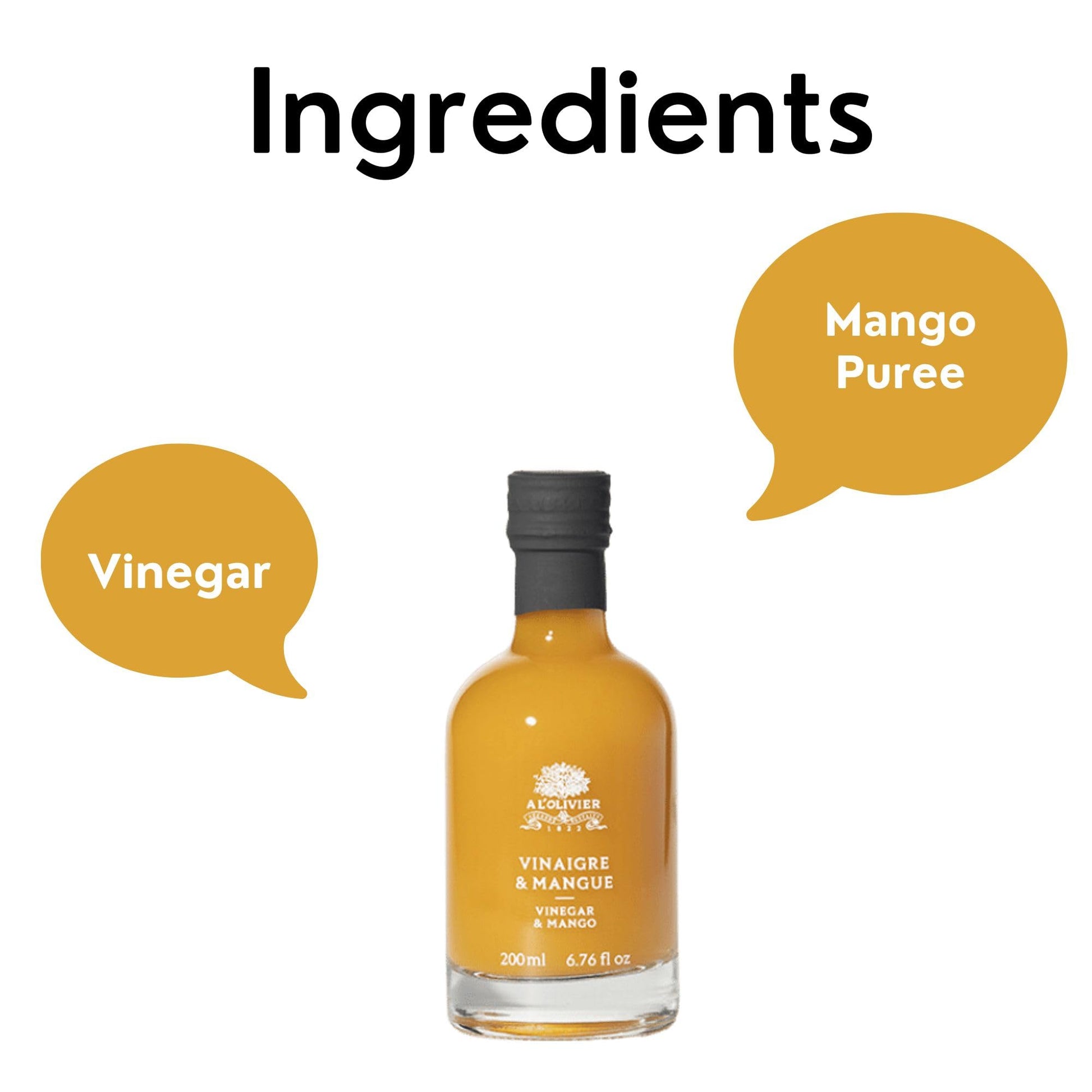 A L'Olivier Mango Fruit Vinegar, 7 - Ounce, Yellow - Strabella