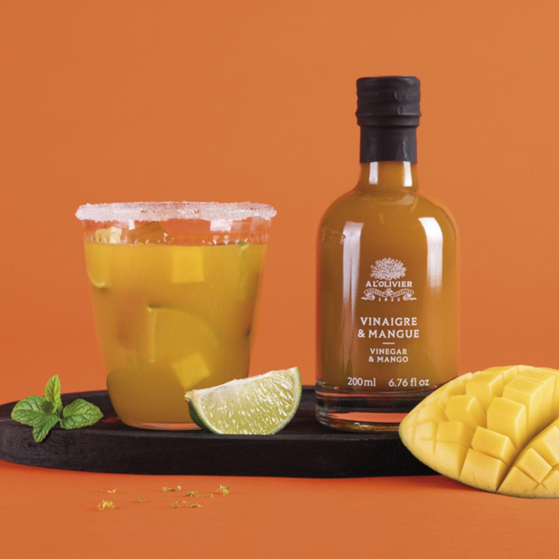 A L'Olivier Mango Fruit Vinegar, 7 - Ounce, Yellow - Strabella