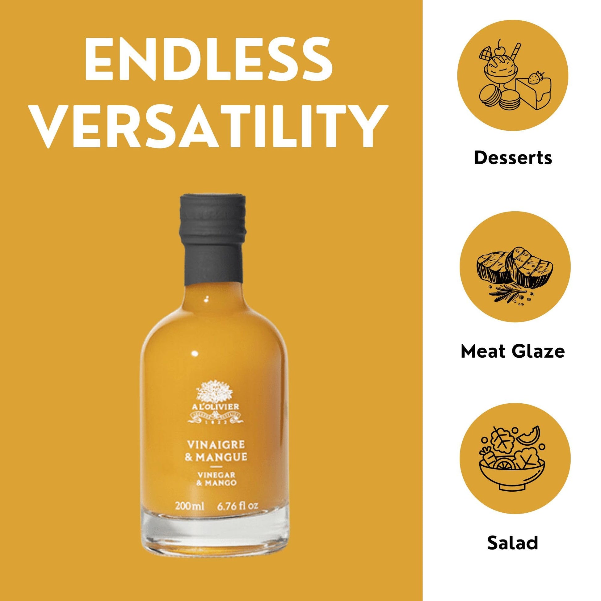 A L'Olivier Mango Fruit Vinegar, 7 - Ounce, Yellow - Strabella