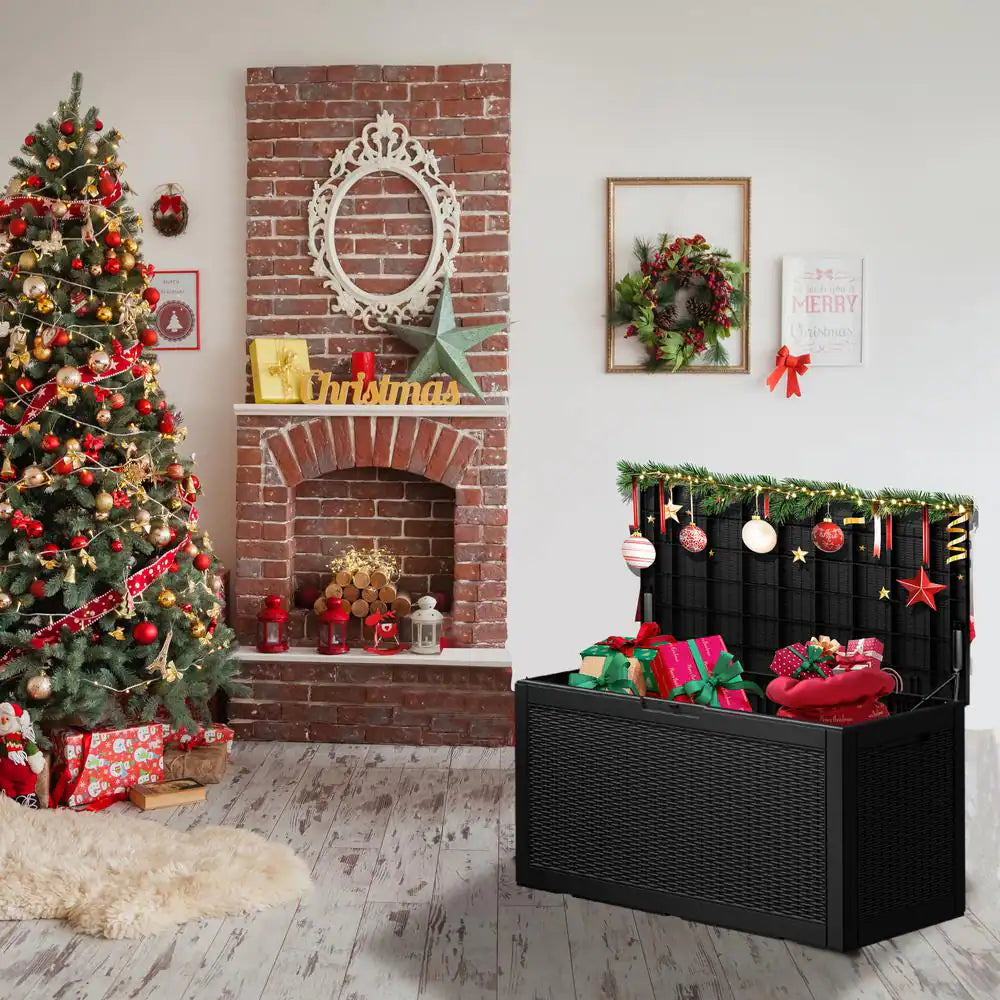 230 Gal. Black Resin Storage Deck Box for Outdoor Indoor