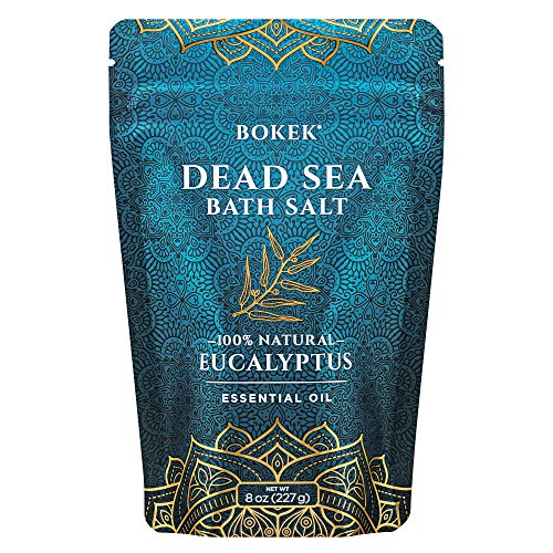 Bokek Organic Eucalyptus Bath Salt, Dead Sea Salt Scented with Certified Organic Essential Oil, 8 Ounce Resealable Pouch - Strabella