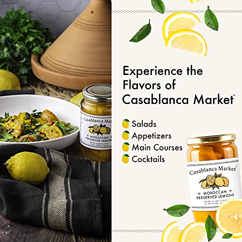 CASABLANCA MARKET Moroccan Preserved Lemons – Authentic Moroccan Preserved Lemons in Jar – Whole Non - GMO Preserved Lemon – Preserved Lemons for Couscous or Tagine Pot for Moroccan Cooking (25oz) - Strabella