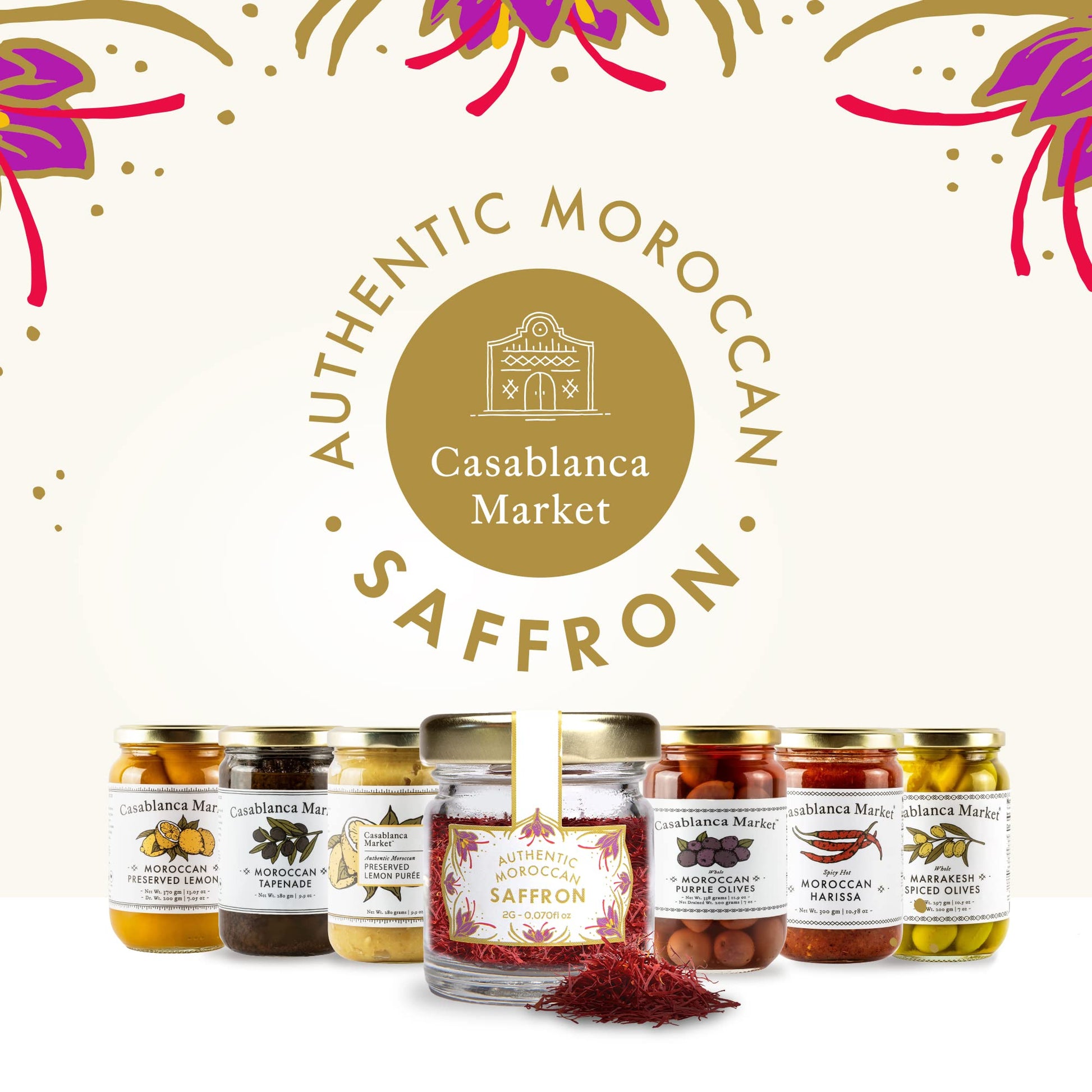 Casablanca Market Pure Organic Moroccan Saffron - Saffron Threads for Cooking from Pure Saffron Bulbs - Fresh Saffron Spice from Saffron Crocus Bulbs - Organic Saffron Straight from Morocco (2g) - Strabella