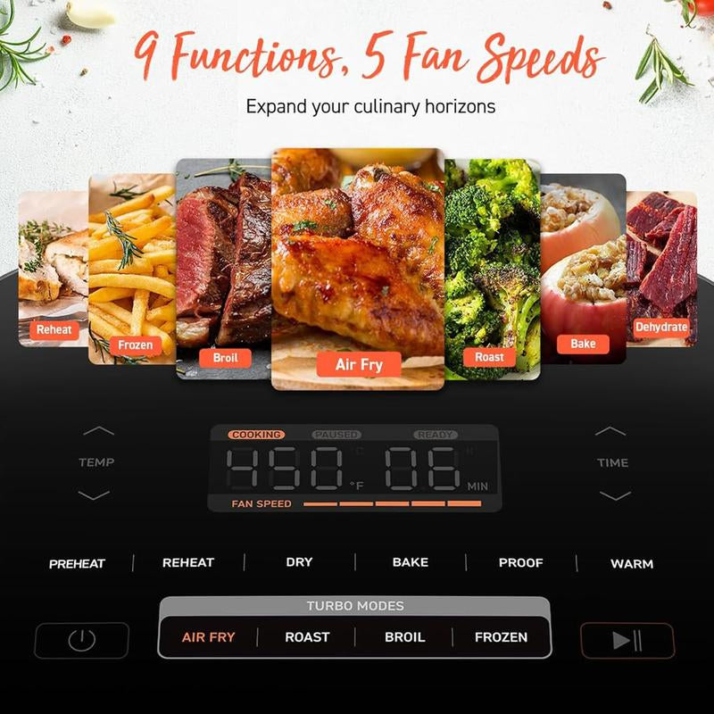 COSORI Air Fryer Turboblaze 6-Qt Compact, 9 Functions, 5 Speeds, Healthy Ceramic Coating, Nontoxic, 95% Less Oil, Fast & Crispy Cooking, Easy to Clean, Recipes