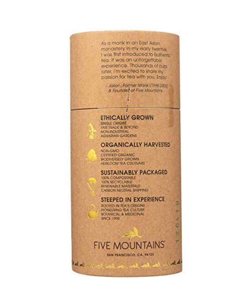 Five Mountains Organic Jasmine Petal, 15 non - GMO Organic Green Tea Bags - Strabella