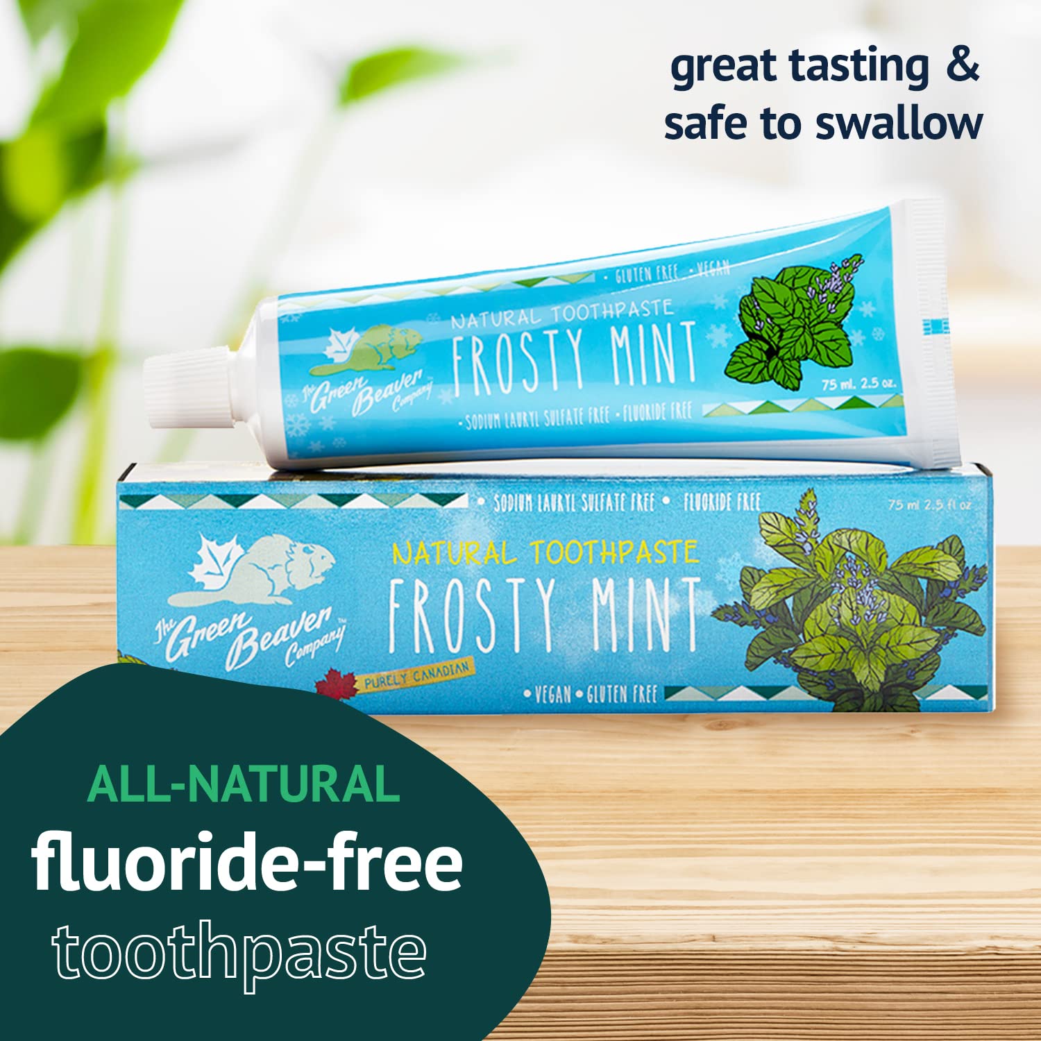 Green Beaver Natural Toothpaste, Vegan, Fluoride Free & Gluten Free Toothpaste, 75ml - Strabella