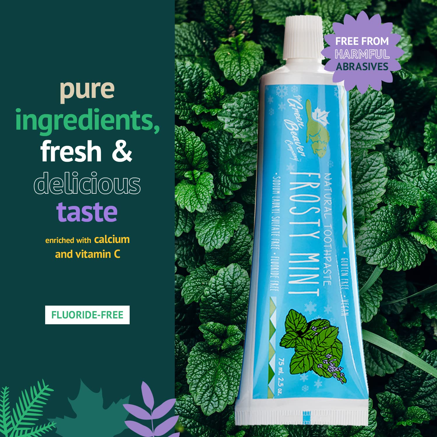 Green Beaver Natural Toothpaste, Vegan, Fluoride Free & Gluten Free Toothpaste, 75ml - Strabella