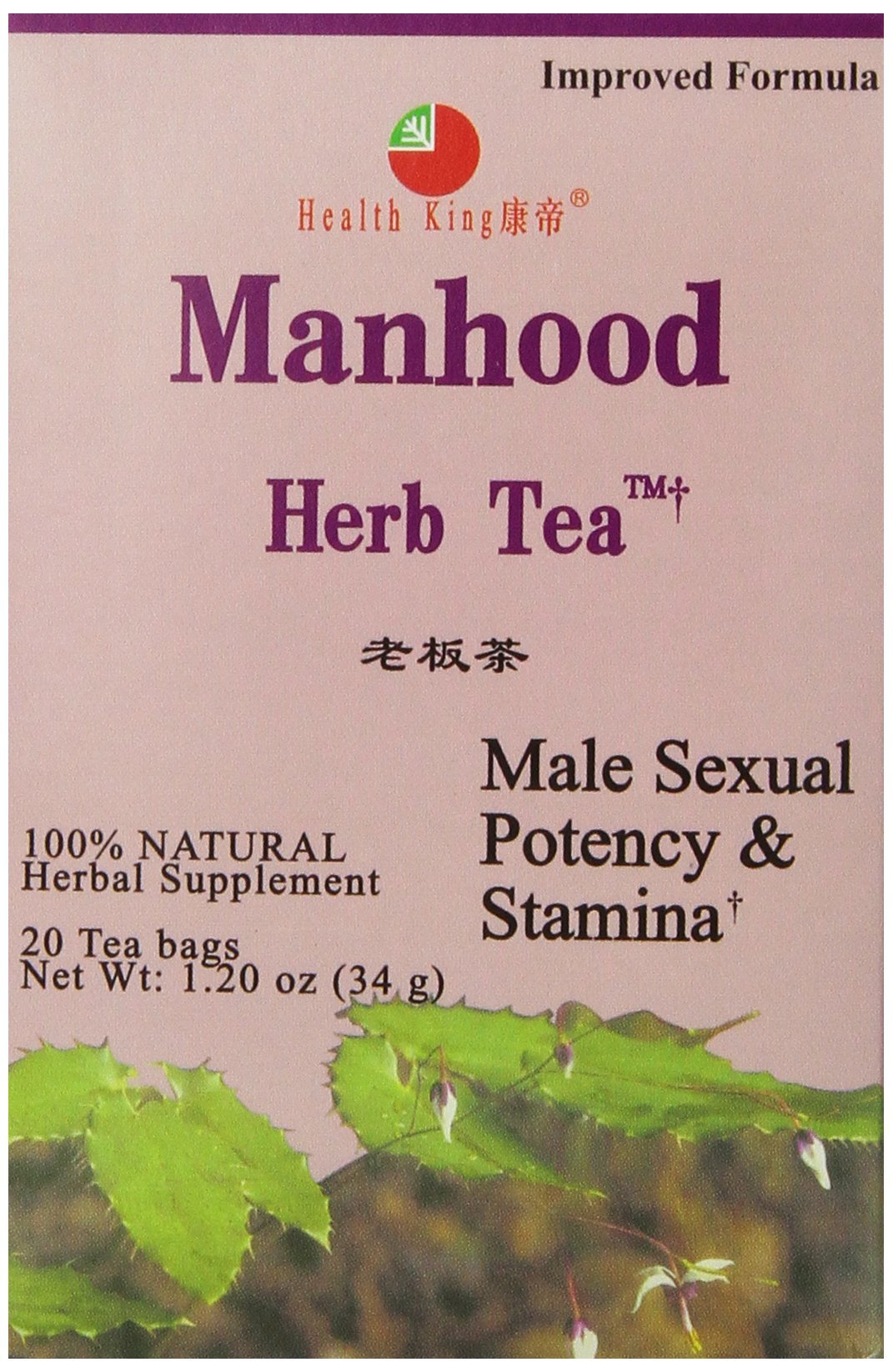 Health King Manhood Herb Tea, Teabags, 20 Count Box - Strabella