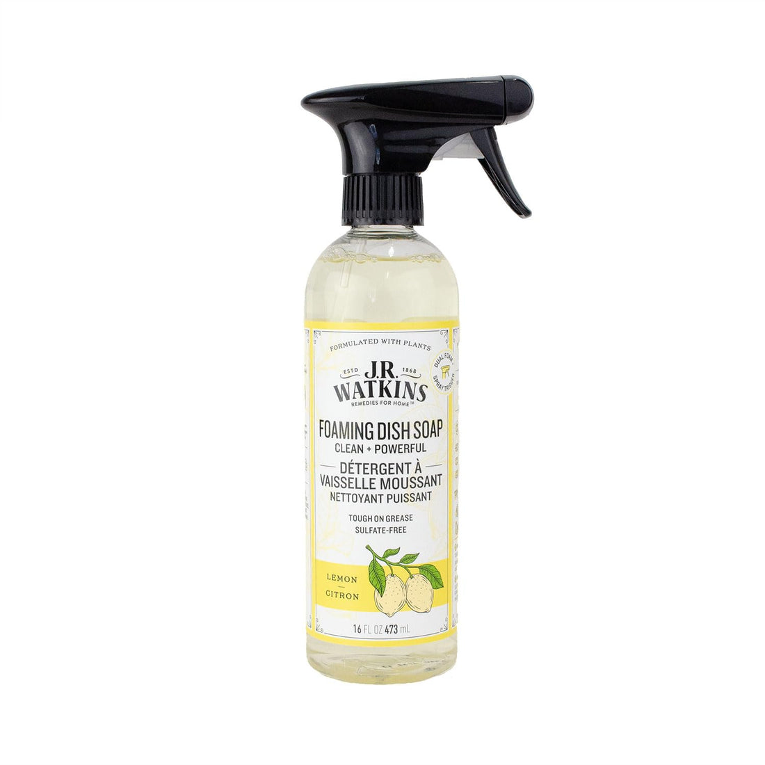 J. R Watkins Trigger Spray Foaming Dish Soap - Lemon - 16oz, (Pack of 1) - Strabella