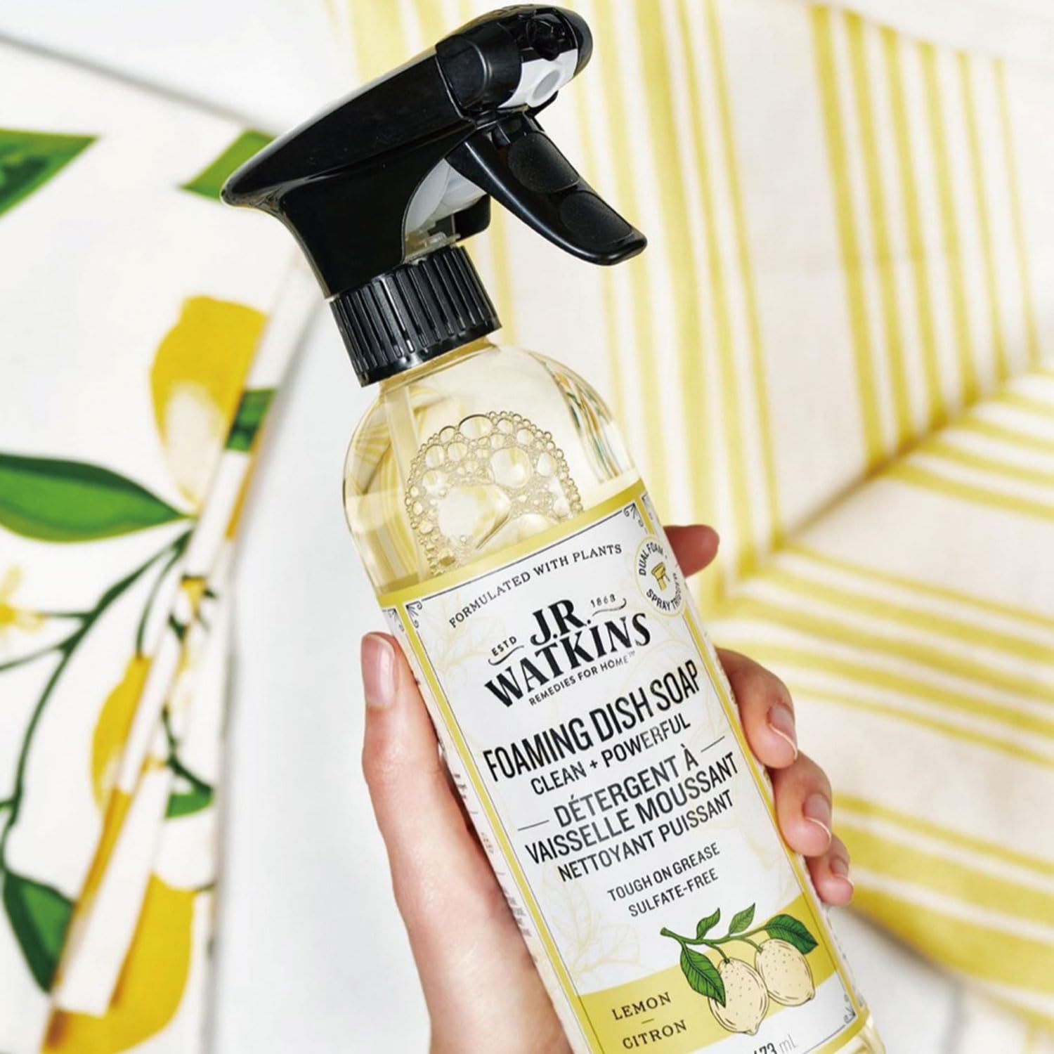 J. R Watkins Trigger Spray Foaming Dish Soap - Lemon - 16oz, (Pack of 1) - Strabella