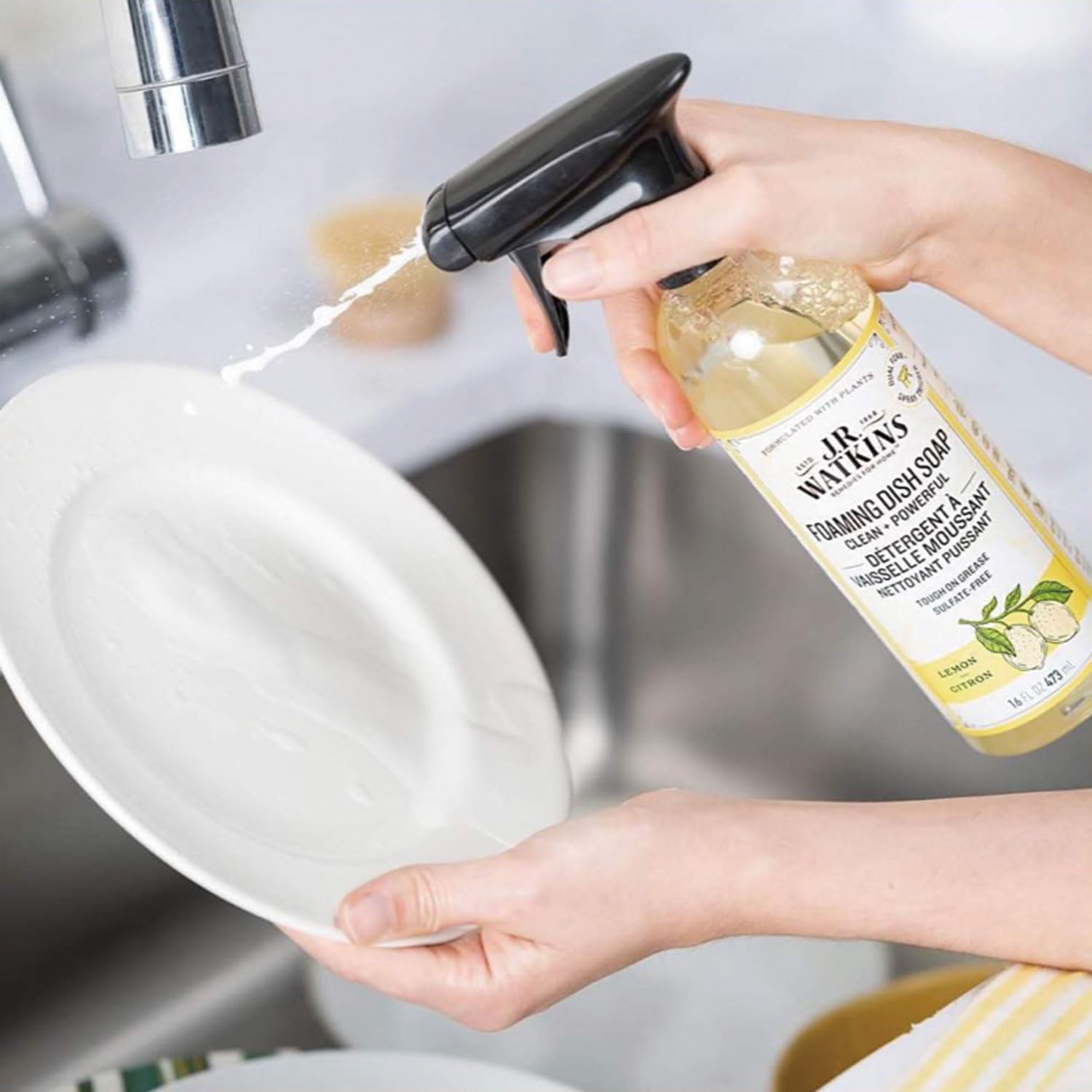 J. R Watkins Trigger Spray Foaming Dish Soap - Lemon - 16oz, (Pack of 1) - Strabella