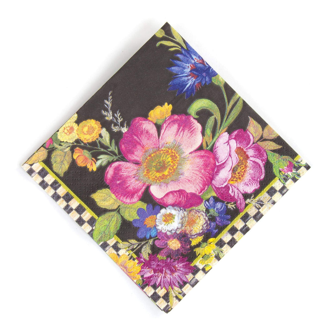 MacKenzie - Childs Flower Market Paper Napkins - Cocktail - Black (20 per Pack) - Strabella