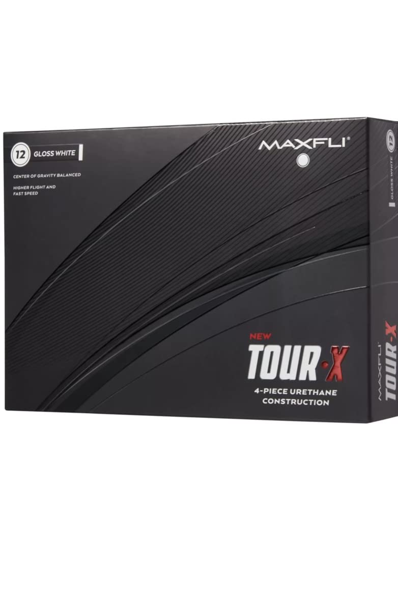 Maxfli 2023 Tour X White Golf Balls - 12 Pack - Center Gravity Balanced, Soft Cast Urethane, Fast Core, Dual Lonomer Mantle,Tetrahedron Dimple Pattern - Strabella