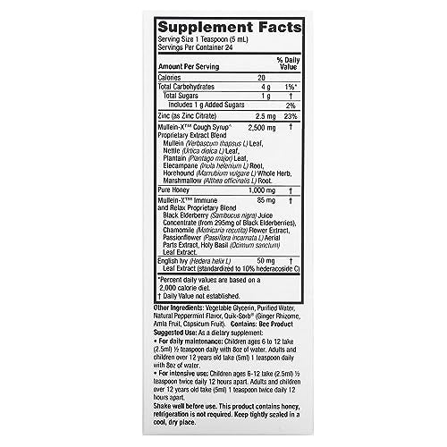 Nature's Answer Mullein - X Immune & Relax Cough Syrup | 4 Fluid Ounces | Supports Immune & Relaxation | Soothes Cough & Clears Mucus | Non GMO Gluten Free - Strabella