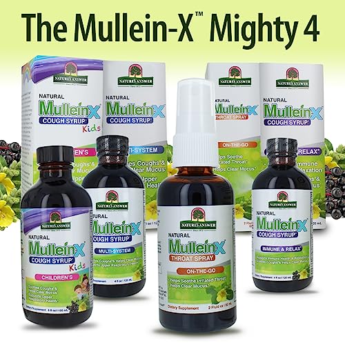 Nature's Answer Mullein - X Kids Cough Syrup 4 Ounce | Soothes Coughs & Clears Mucus | Respiratory Support | Non GMO Gluten Free | Natural Honey Flavor - Strabella